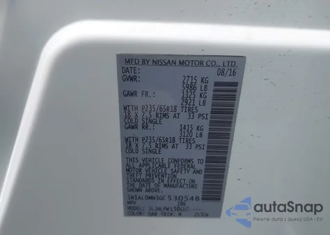 2016 Infiniti Qx60 z USA, uszkodzony, nr VIN 5N1AL0MN3GC530548